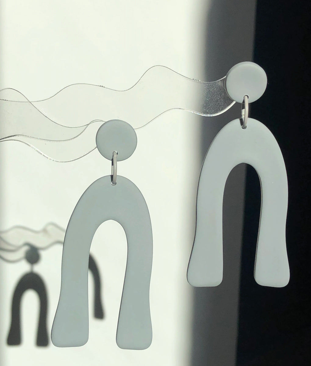 Nakata Earrings, Concrete Grey